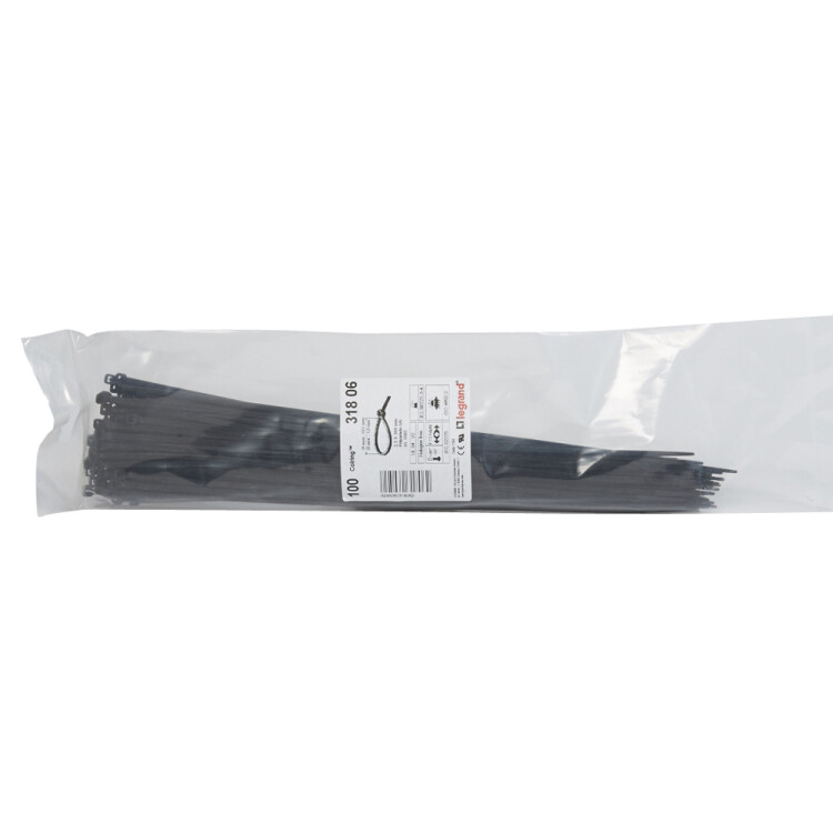 Стяжка кабельная (хомут)  180 х 4,6 мм черная Legrand