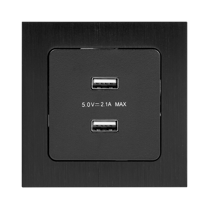 Розетка USB 2-я 2,1А черный EKF PROxima Стокгольм