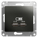 GLOSSA USB РОЗЕТКА,5В/2100мА, 2х5В/1050мА, механизм, АНТРАЦИТ-USB-розетки (зарядные устройства) - купить по низкой цене в интернет-магазине, характеристики, отзывы | АВС-электро