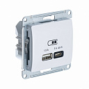 USB РОЗЕТКА A + тип-C 45W высокоскорост. зарядка QC, PD, механизм,  белый GLOSSA-USB-розетки (зарядные устройства) - купить по низкой цене в интернет-магазине, характеристики, отзывы | АВС-электро