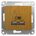 GLOSSA USB РОЗЕТКА, 5В/2100мА, 2х5В/1050мА, механизм, ДЕРЕВО ДУБ-USB-розетки (зарядные устройства) - купить по низкой цене в интернет-магазине, характеристики, отзывы | АВС-электро