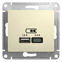 GLOSSA USB РОЗЕТКА A+С, 5В/2,4А, 2х5В/1,2 А, механизм, БЕЖЕВЫЙ-USB-розетки (зарядные устройства) - купить по низкой цене в интернет-магазине, характеристики, отзывы | АВС-электро