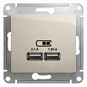 GLOSSA USB РОЗЕТКА, 5В/2100мА, 2х5В/1050мА, механизм, МОЛОЧНЫЙ-USB-розетки (зарядные устройства) - купить по низкой цене в интернет-магазине, характеристики, отзывы | АВС-электро