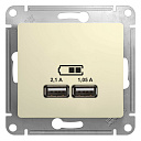 GLOSSA USB РОЗЕТКА, 5В/2100мА, 2х5В/1050мА, механизм, БЕЖЕВЫЙ-USB-розетки (зарядные устройства) - купить по низкой цене в интернет-магазине, характеристики, отзывы | АВС-электро
