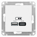 Розетка USB-A 1,2А + USB-C 1,2А, Белый, AtlasDesign-USB-розетки (зарядные устройства) - купить по низкой цене в интернет-магазине, характеристики, отзывы | АВС-электро