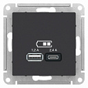 Розетка USB-A 1,2А + USB-C 1,2А, Карбон, ATLAS DESIGN-USB-розетки (зарядные устройства) - купить по низкой цене в интернет-магазине, характеристики, отзывы | АВС-электро