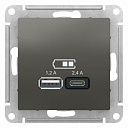 Розетка USB-A 1,2А + USB-C 1,2А, Сталь, ATLAS DESIGN-USB-розетки (зарядные устройства) - купить по низкой цене в интернет-магазине, характеристики, отзывы | АВС-электро
