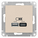 Розетка USB-A 1,2А + USB-C 1,2А, Бежевый, ATLAS DESIGN-USB-розетки (зарядные устройства) - купить по низкой цене в интернет-магазине, характеристики, отзывы | АВС-электро