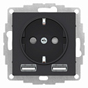 Розетка 2P+E + 2хUSB-A 1,2А, Карбон, AtlasDesign-USB-розетки (зарядные устройства) - купить по низкой цене в интернет-магазине, характеристики, отзывы | АВС-электро