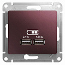 GLOSSA USB РОЗЕТКА, 5В/2100мА, 2х5В/1050мА, механизм, БАКЛАЖАНОВЫЙ-USB-розетки (зарядные устройства) - купить по низкой цене в интернет-магазине, характеристики, отзывы | АВС-электро